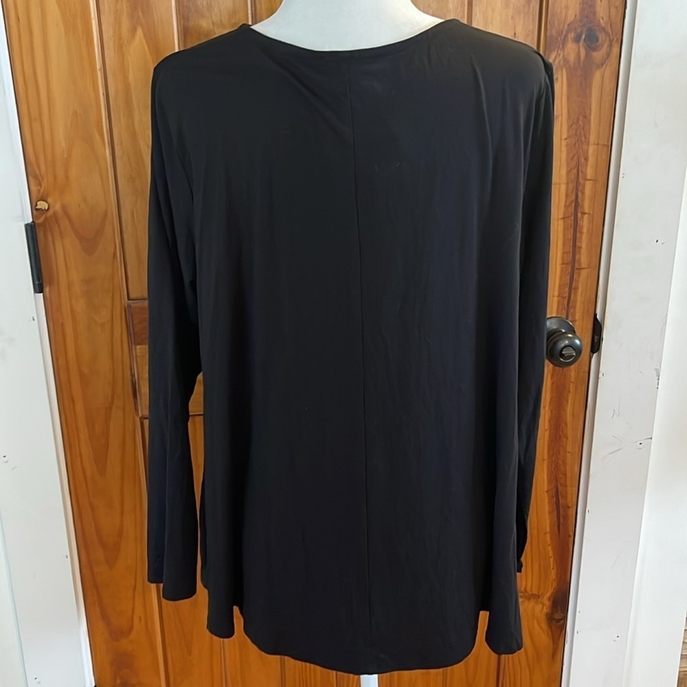 Eileen Fisher Black knit Jewel Neck Long Sleeve Swing Top XL NWT - Picture 3 of 8